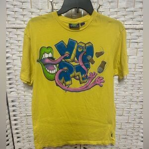 Vurt skater Y2K BIG MOUTH shirt size L euc yellow